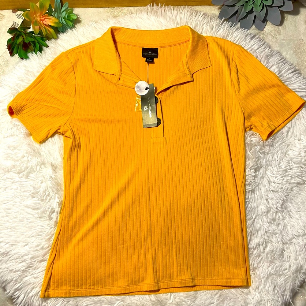 Women’s yellow Worthington polo shirt